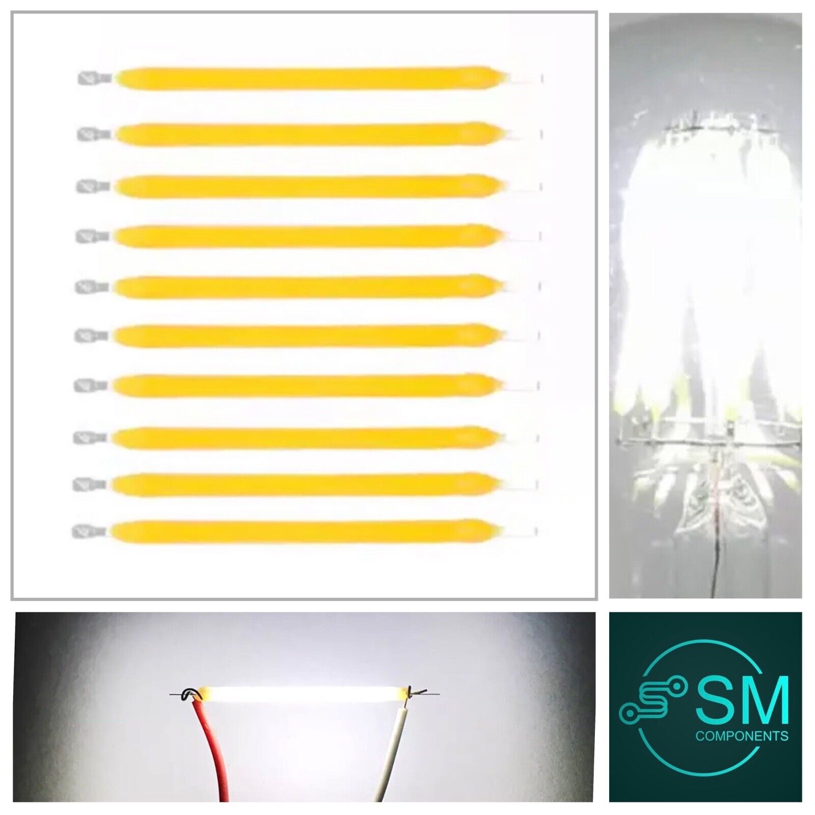 10Pcs DC 57V LED 40mm COOL WHITE Silicone Filament Led Light Emitting ...