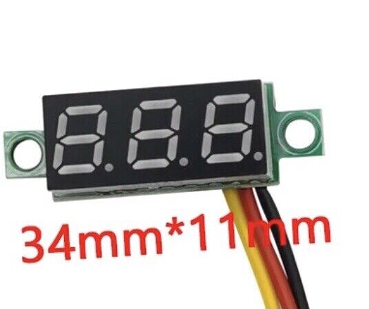 2PCS 0.28” DC 0-100V 3-Wire Voltage Meter Voltmeter With YELLOW LED Display