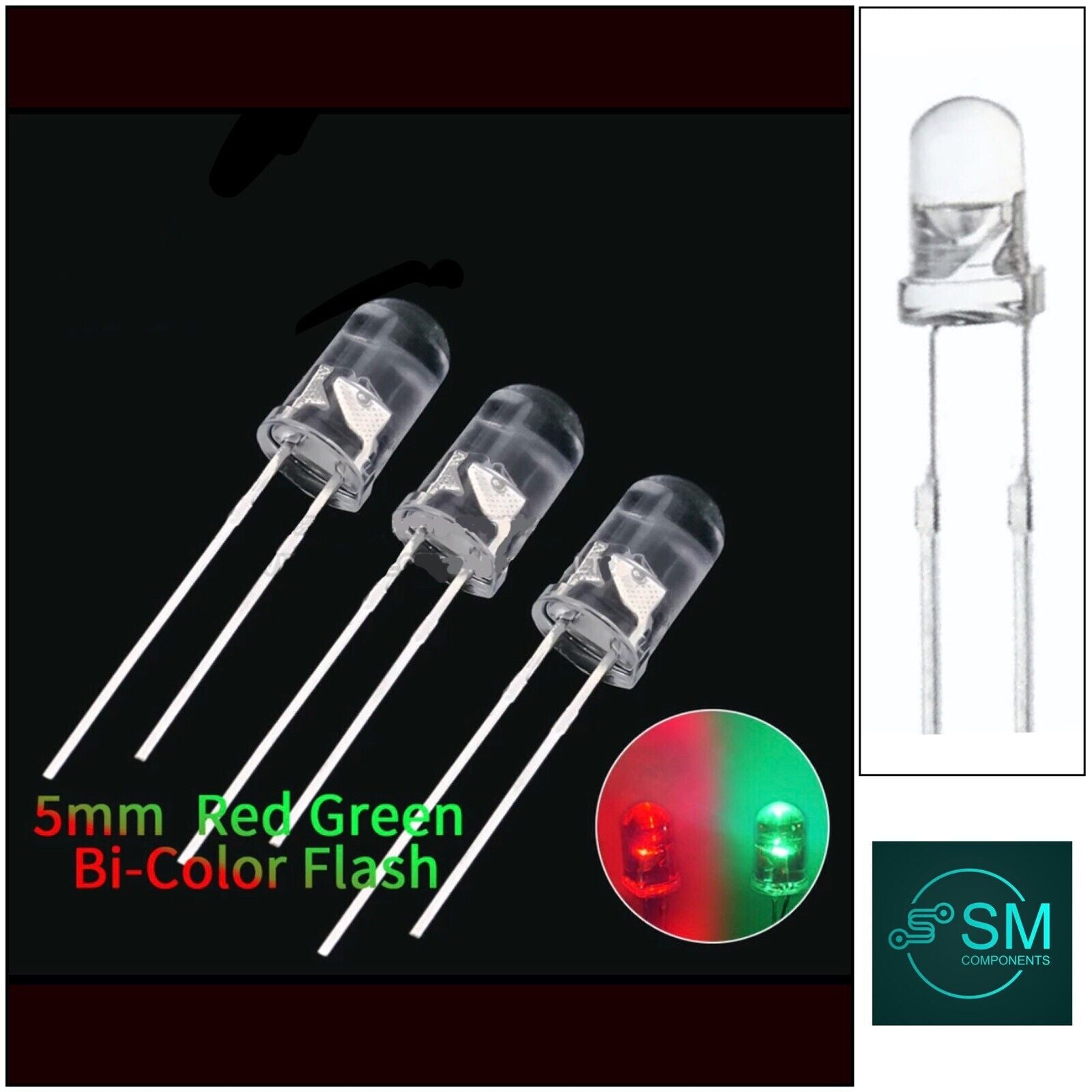 3MM Led Flashing Red Green 1.0Hz Diode Round 100pcs F3 Diodes Red-Gree ...