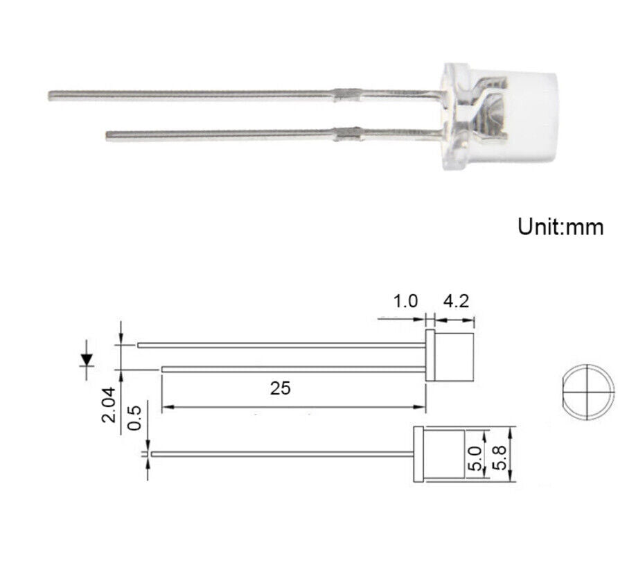 5MM F5 MAGENTA Purple-Pink Led Light Emitting Diode 100pcs Clear Flat ...