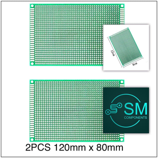 2PCS 80 X 120 Double Side FR4 Arduino Prototype Universal PCB Board Solder GREEN