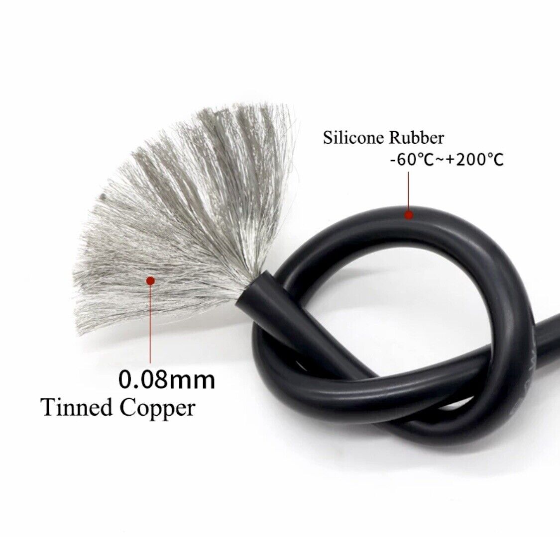 22 AWG Flexible Silicone Copper Wire 100PCS Cable 6 Colours 12” 300mm ...