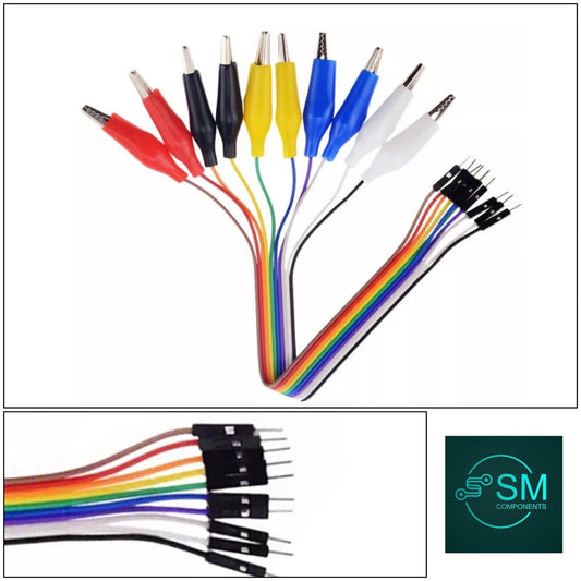 10PCS Electronics Alligator Clips Test lead Jumper Wire To DuPont Connector Male