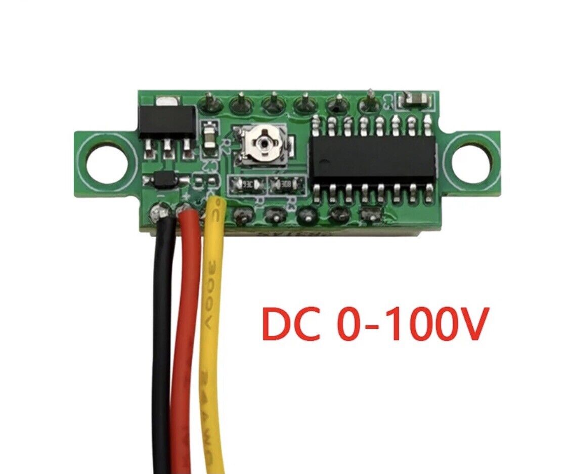 2PCS 0.28” DC 0-100V 3-Wire Voltage Meter Voltmeter With RED LED Display