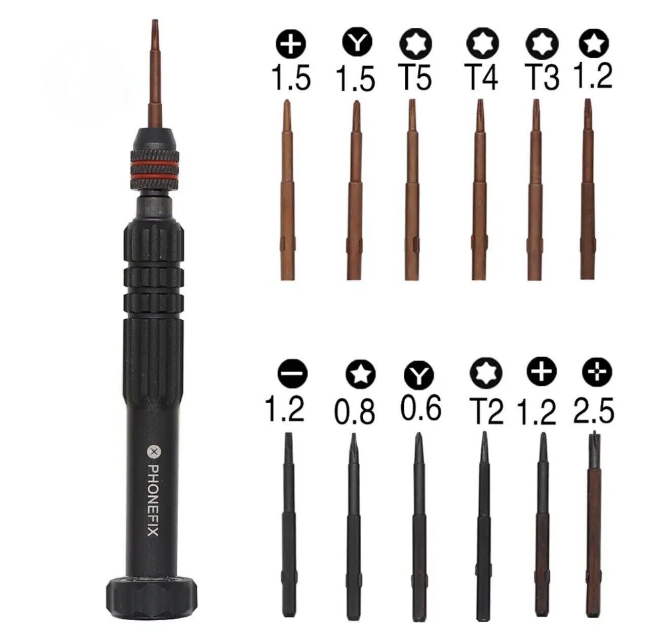 Phonefix Mini Fix Cell Phone Repair Tool Kits 12pc Screwdriver Set Point Star