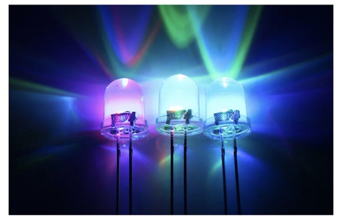 100PCS 8mm LED Light Emitting Diode RGB 7 Colour SLOW flash Round Clear Top DIY