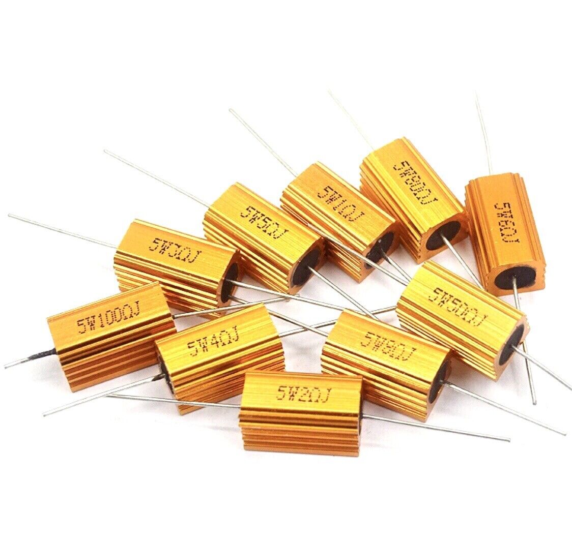 1PC Aluminium Case RX24 Resistor 5W 0.1-50K Ω Wirewound Power Resistor DIY Amps