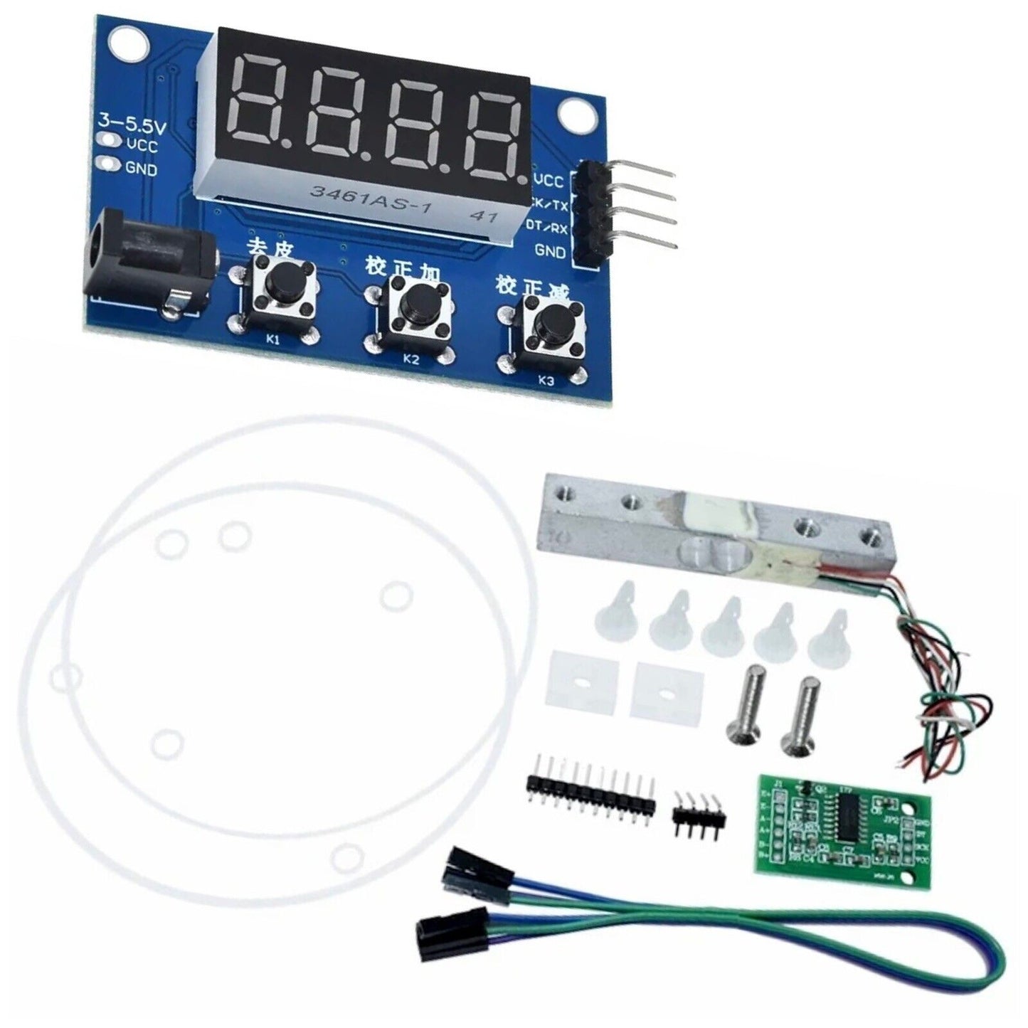 DIY 5KG Load Cell Weight Scales HX711 Converter Breakout Module Inc LED Display