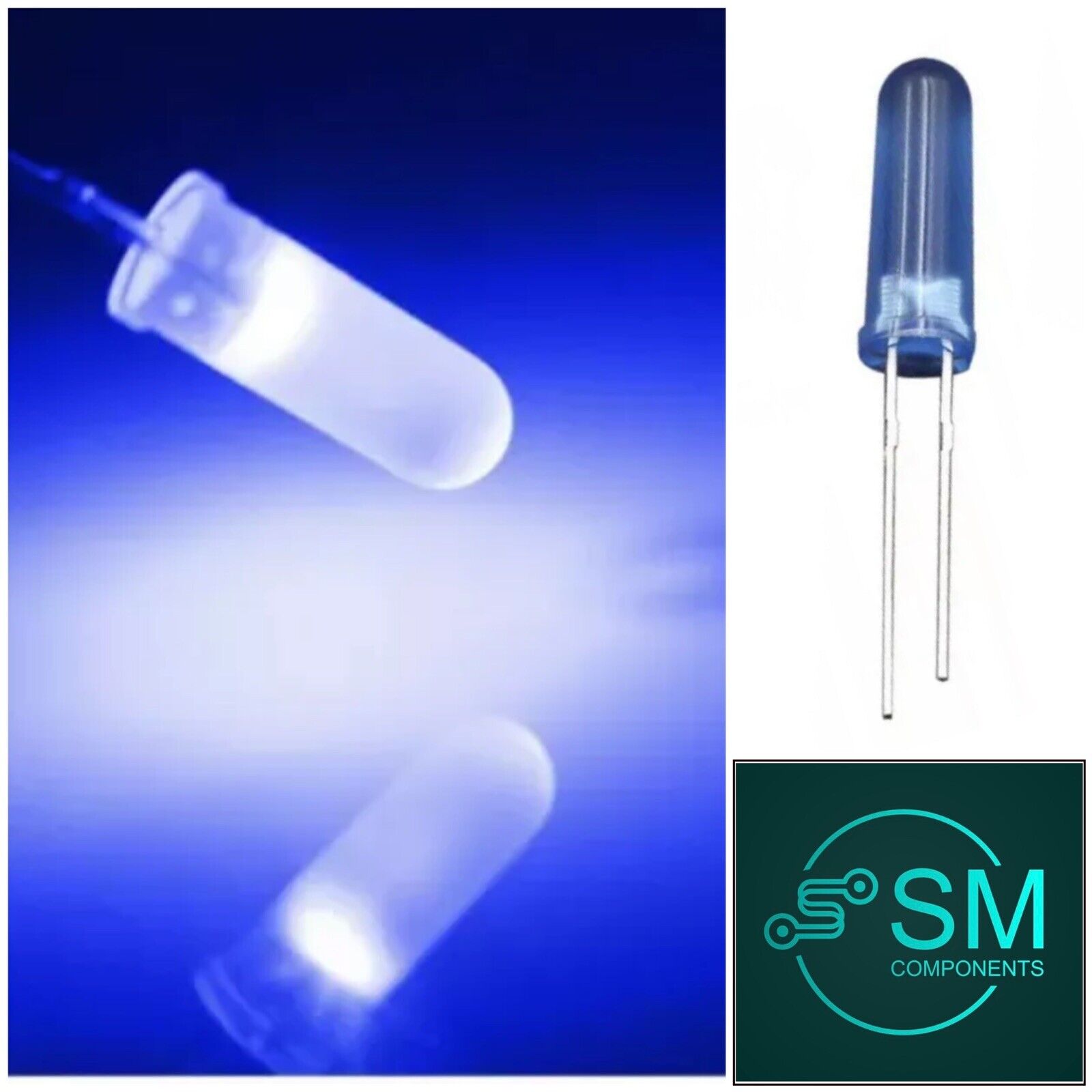 100PCS 5mm High Colloid BLUE Colour Diffused LED Light Emitting Diodes ...