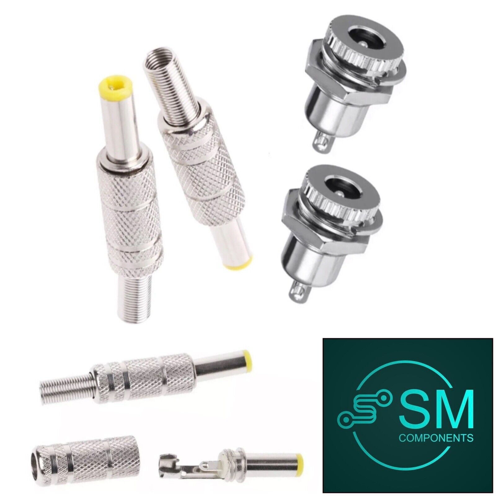 Dc Socket Types 4PCS DC Power Supply Sockets & Jack Connectors 5.5 X 2.1mm METAL Panel ...