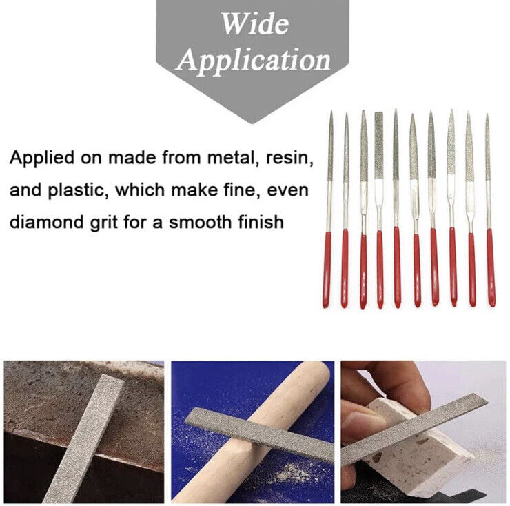 10PCS 140 X 3mm Diamond Mini Needle File Set Jewellery Electronics Met ...