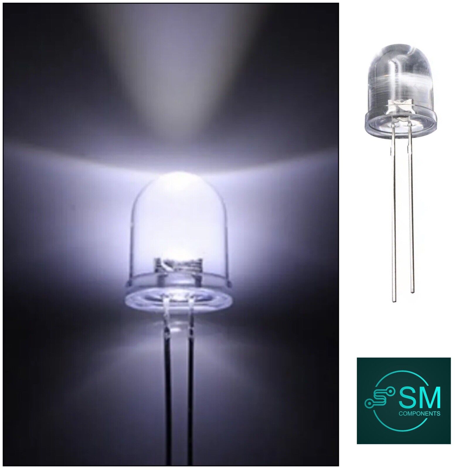 50pcs 10mm F10 Cool White Clear Round LED Light Emitting Diode Bright ...