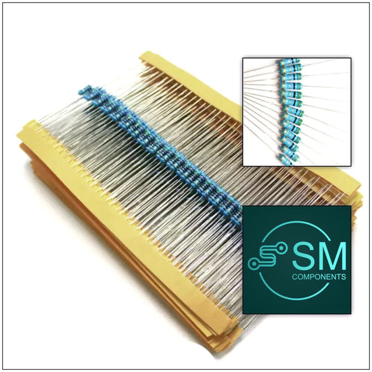 600pcs 30 Values 10-1M Ohm 1% 1/8W 0.125W Metal Film Resistors Assortment Kit