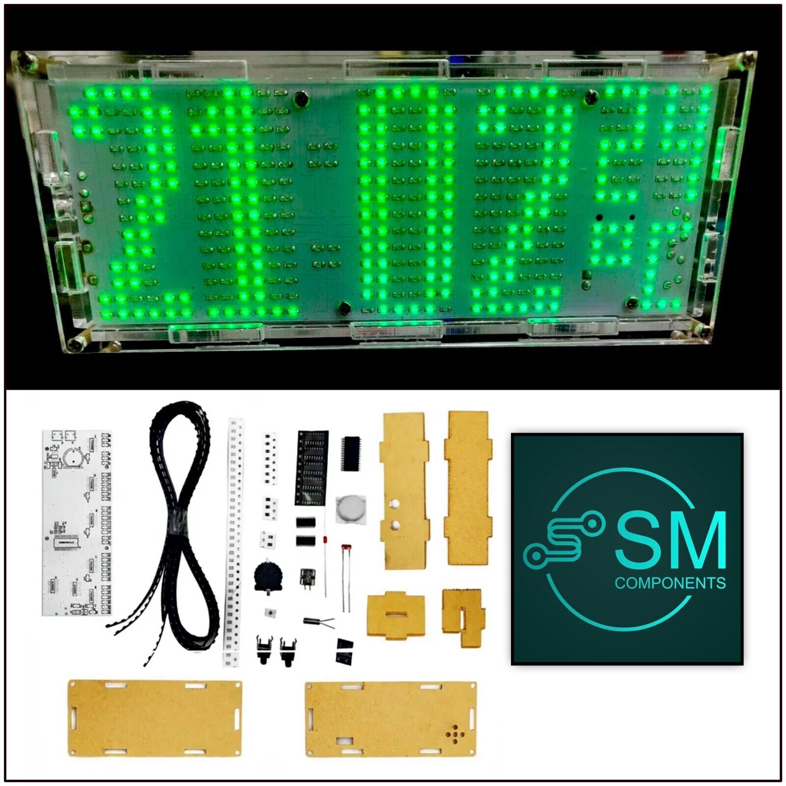 Led Clock Kit DIY 0603 SMD Electronic GREEN LED Clock Kit With Temp/ Auto Dim Inc Ac ...