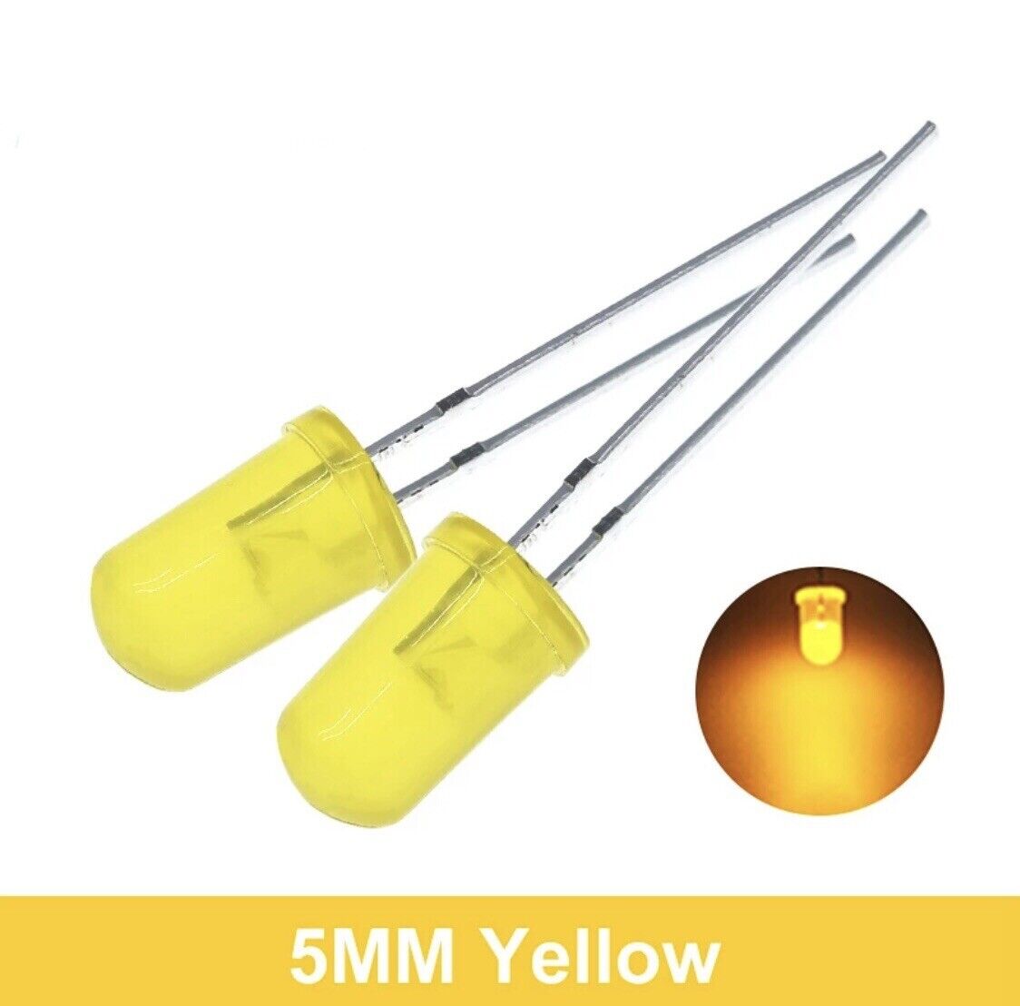 Led Flash Yellow 5mm Flashing LEDS 100PCS Blinking Coloured Yellow Light Emitting Diode ...