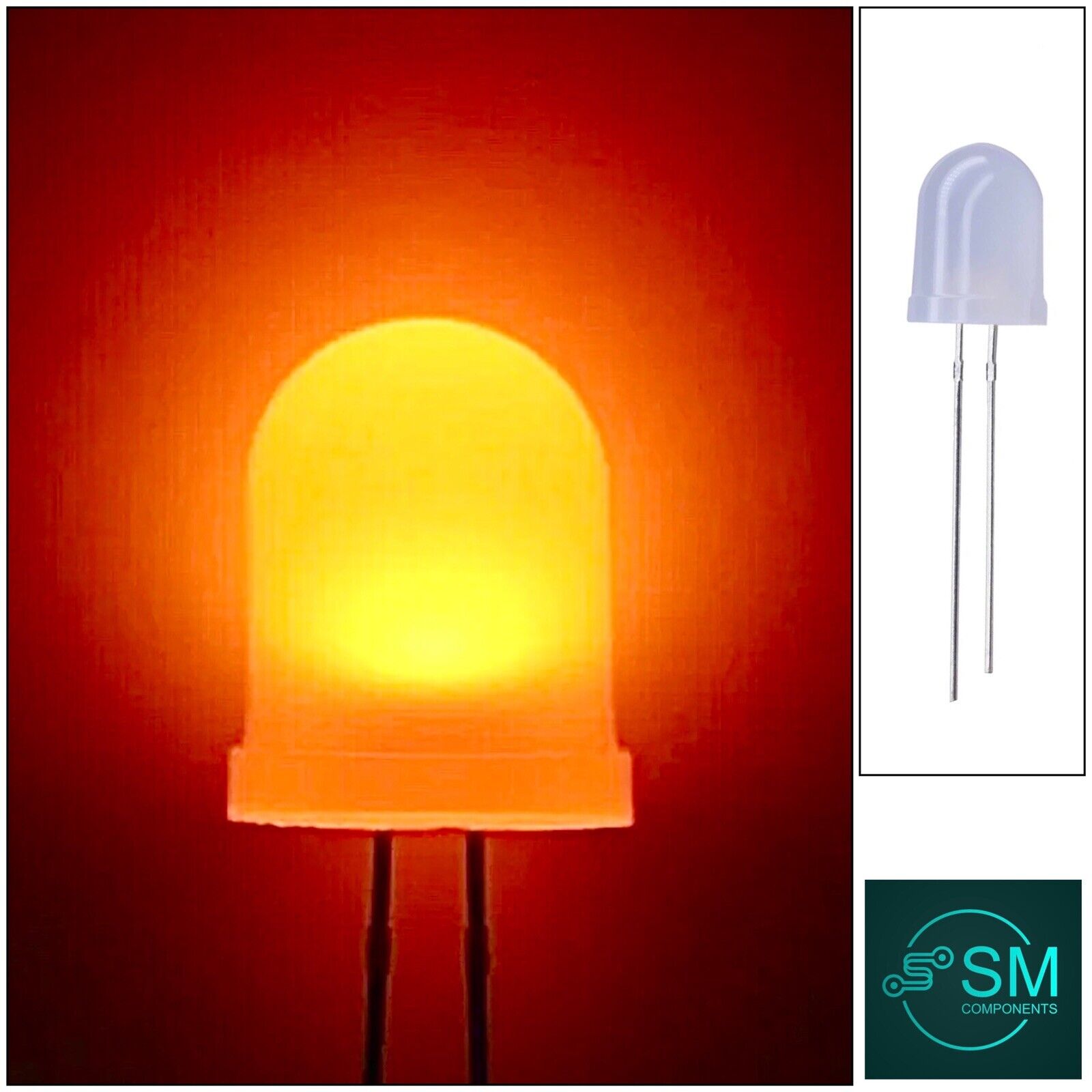 50pcs 10mm F10 Orange Diffused Round LED Light Emitting Diode Bright L ...