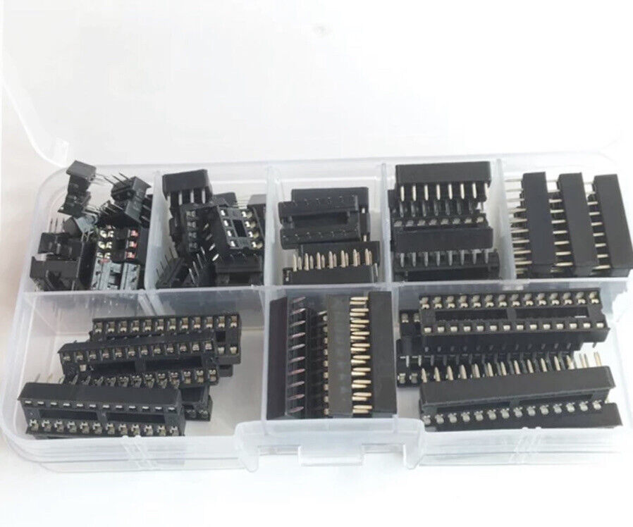 Chip Spring Socket 66PCS DIP IC Sockets Solder Type 6 Pin-28 Pin Socket Kit 8 Chip Socket ...