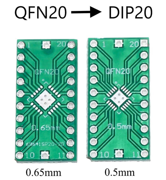 5PCS QFN20 to DIP20 QFN 0.5/0.65mm QFP-20 QFP20 LFCSP20 Adapter to DIP Transfer