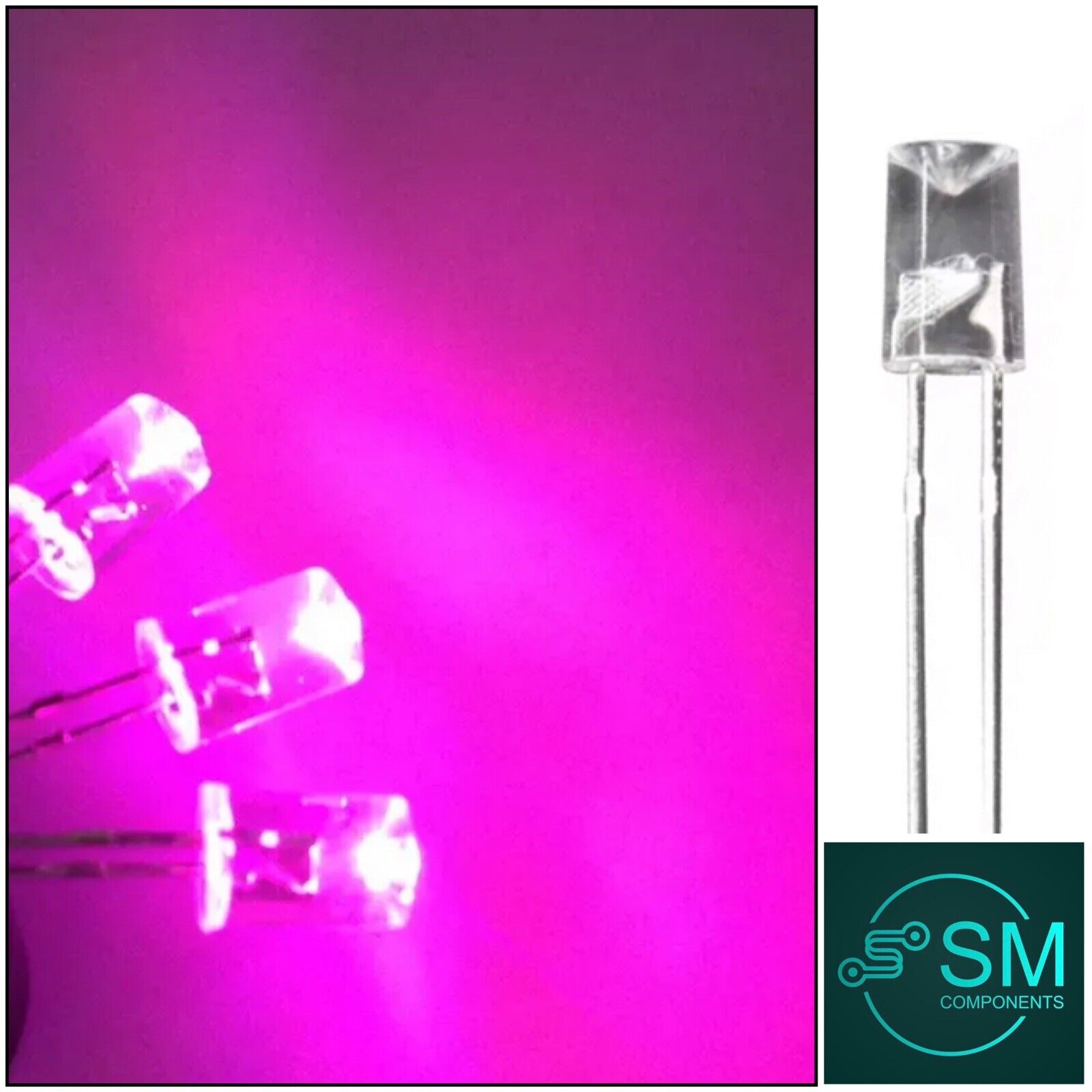 5mm Pink Led Light Emitting Diode Flat Top Concave 100pcs Led Clear To ...