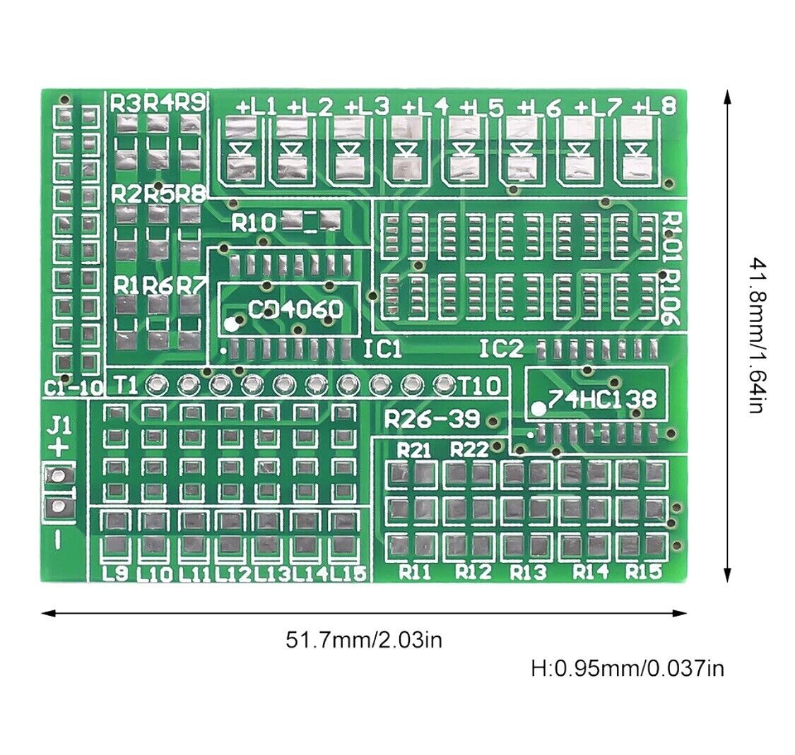 SMD/SMT PCB Component Soldering Practice Board CD4060 DIY Diode, Resistor, LEDS