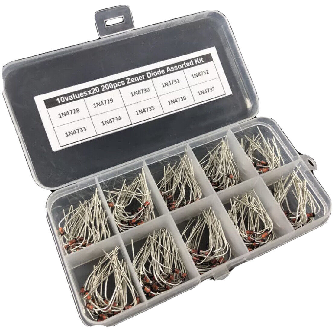 400PC Zener Diode Kit 1N4728~1N4737 DIY Electronic Component Kit 3.3V ...