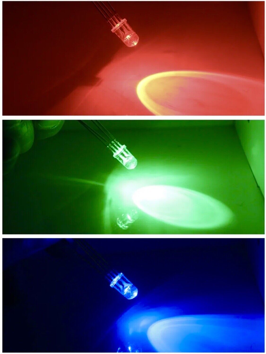 100pcs 5mm LED 4pin RGB Red Green Blue Clear Top Tricolour Common Cathode LED