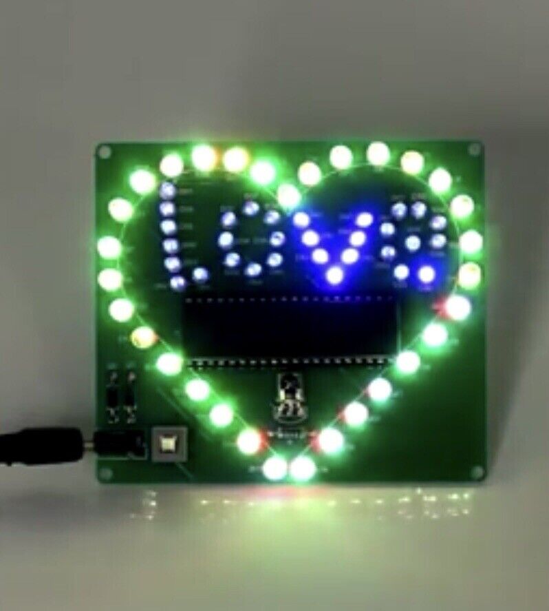 DIY RGB LED Heart Project Electronic Education Circuit Starter Kit Cable Include