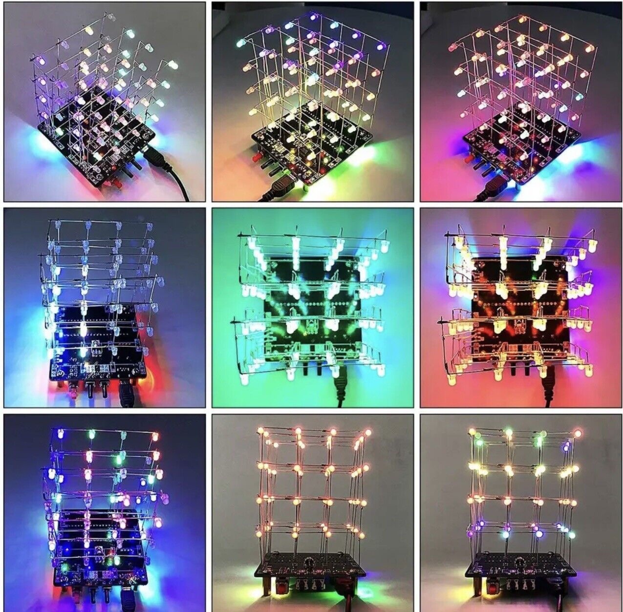 4X4X4 RGB 3D 5mm Multicolour Led Infrared Remote Control Light Cube Kit + Case
