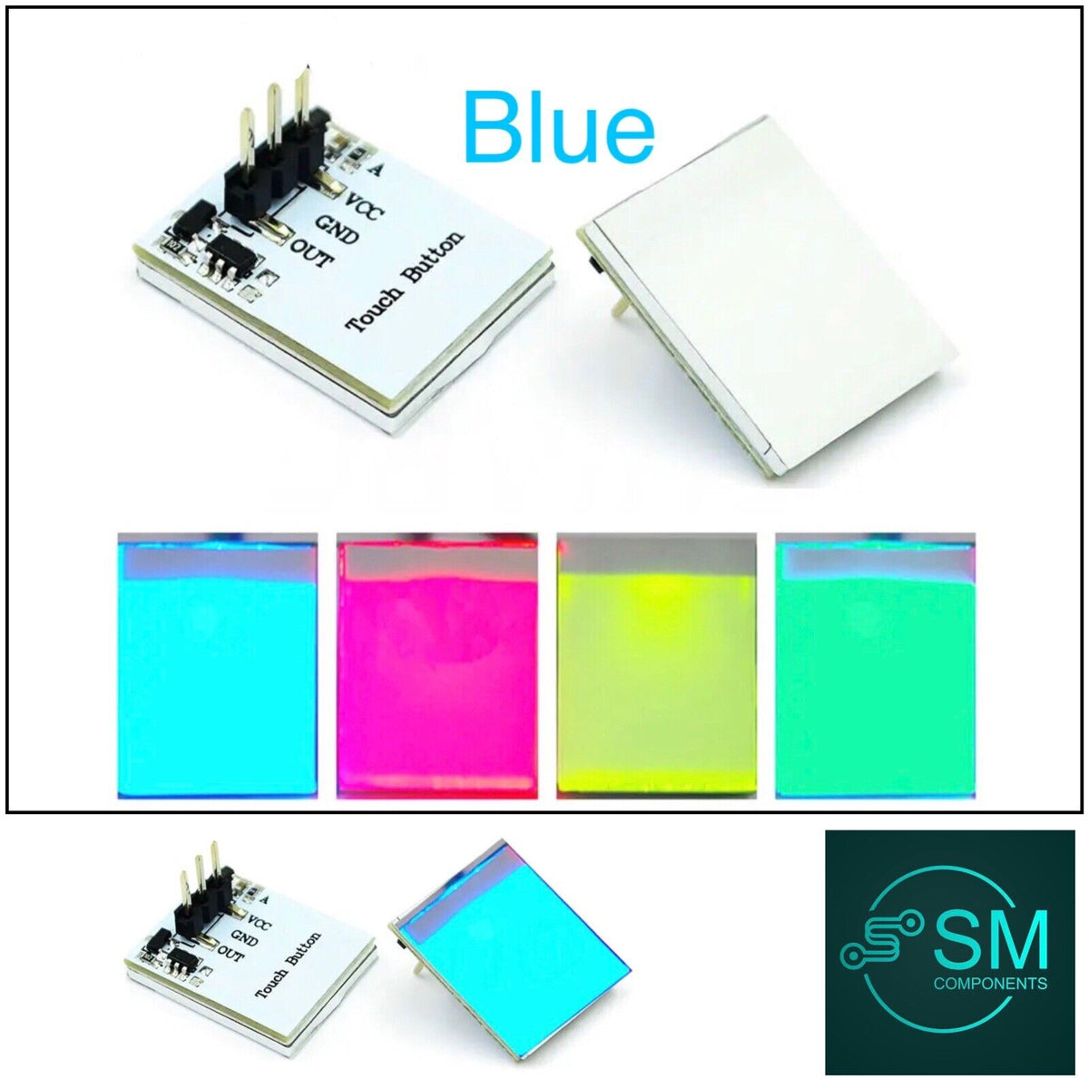One Button Blue Led 2PCS Capacitive Touch Switch Button BLUE LED Sensor Module HTTM DIY Ki ...