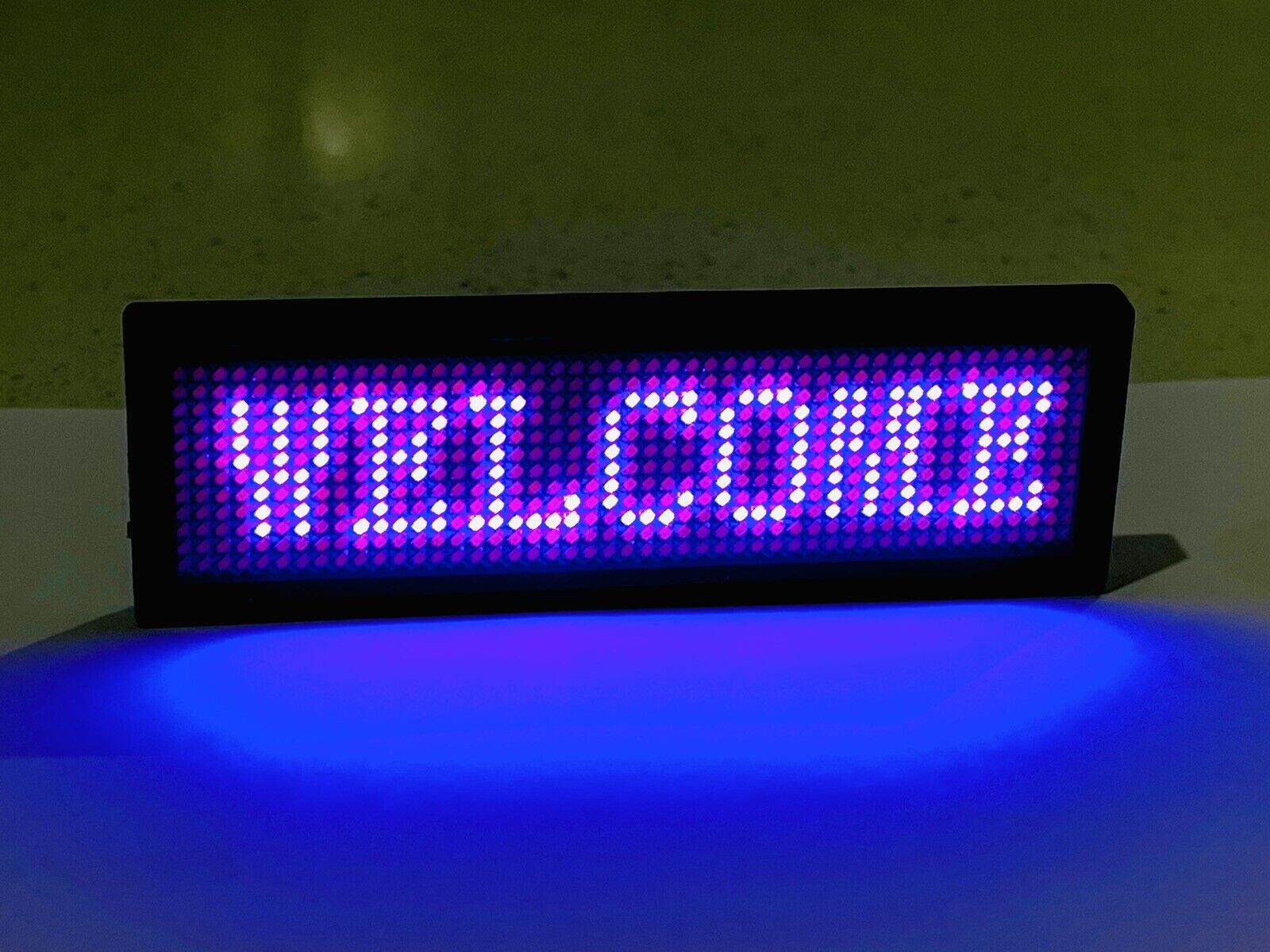 Rechargeable PURPLE LED Scrolling Name Badge Message Scrolling Blue To ...