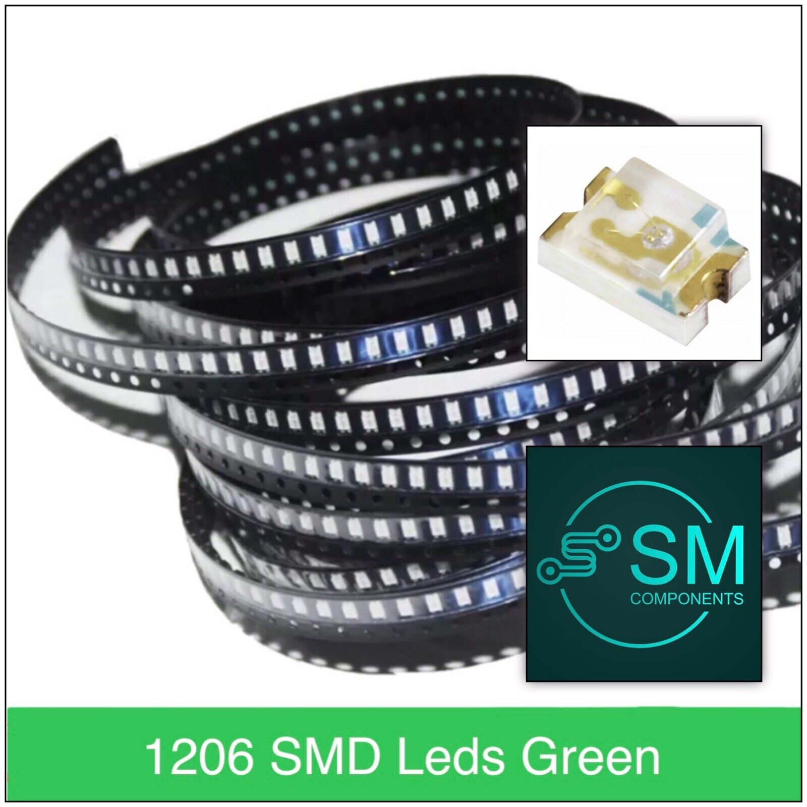 Sm Led 200pcs 1206 SMD GREEN 520nm LED Electronics Components Light Emitting ...