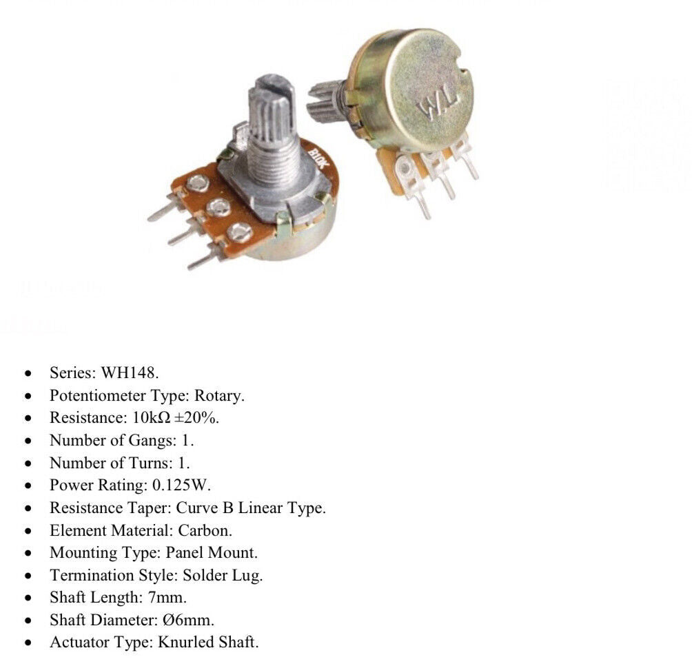 10PCS 10 Values WTH-148 Single 3 Pin Potentiometer Kit B1K-B1M Inc Knobs & Case