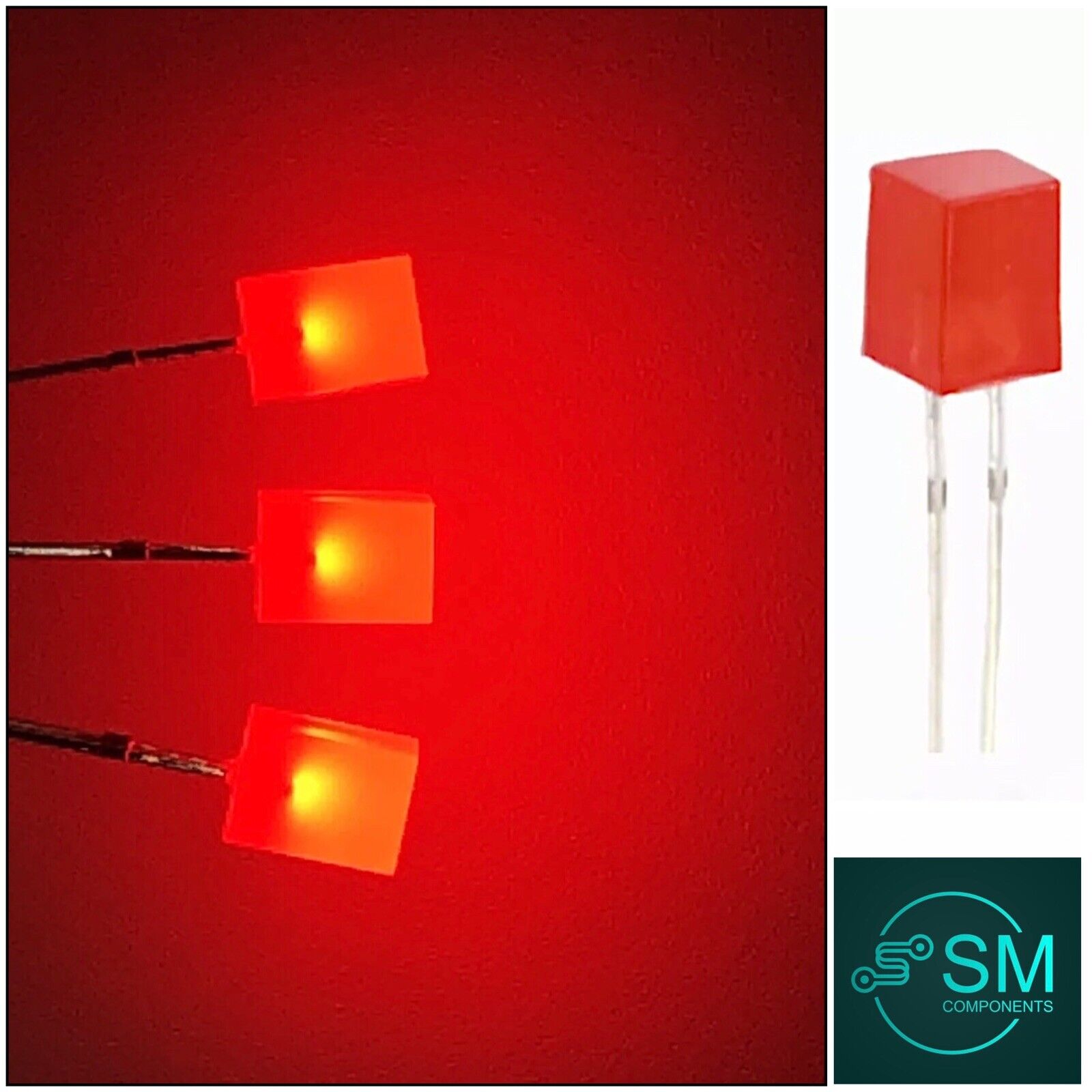 100pcs 5x5x7mm Diffused Red Resin Square Led Light Emitting Diode – SM ...