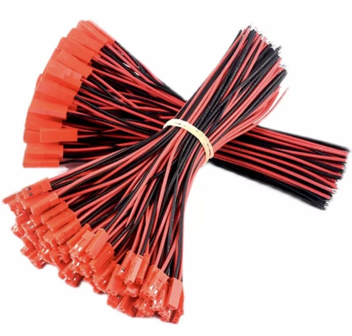 40PCS 100mm JST 2Pin Male Female Cable Connector 24AWG Wire Plug RC Battery