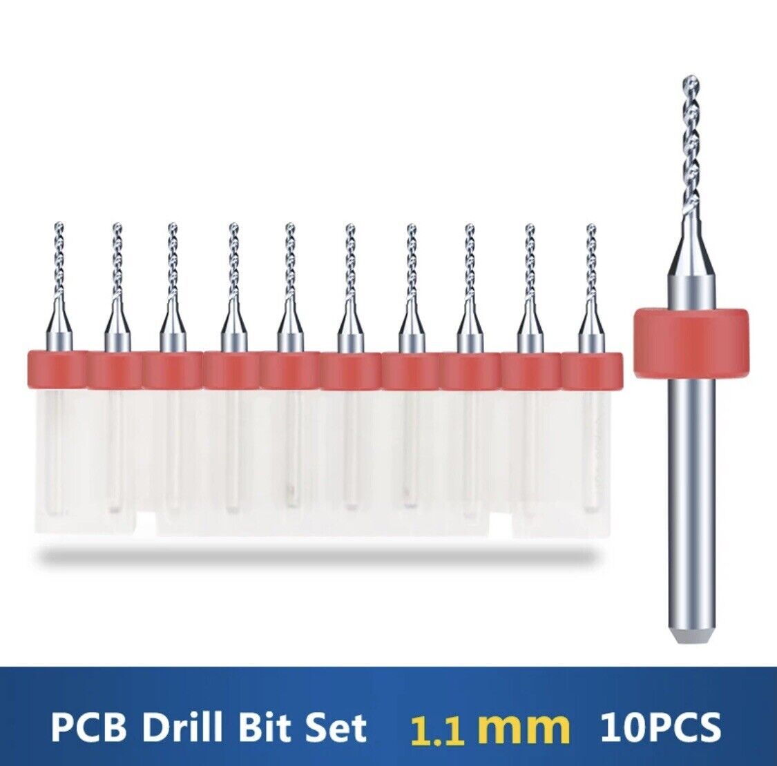 10Pcs 1.1mm PCB Print Circuit Board Carbide Mini Micro Drill Bit Set