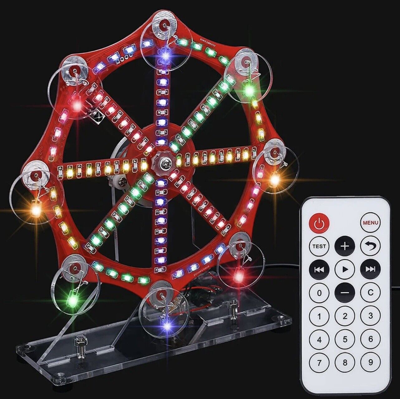 DIY Rotating Ferris Wheel KIT Colourful LED Lights SMD Practice Includes Motor
