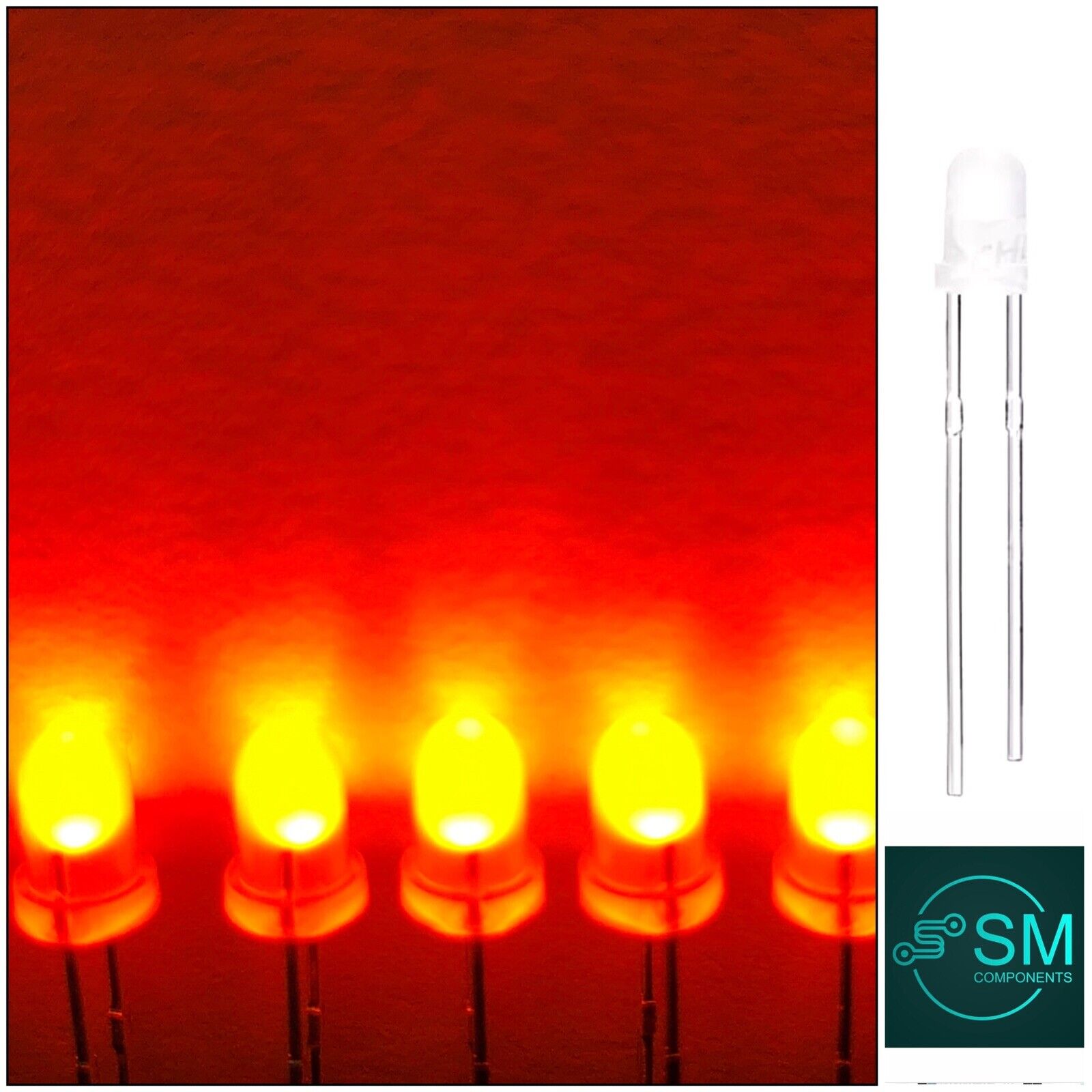100pc 3mm ORANGE Diffused Round Top LED DIY Light Emitting Diodes 605n ...