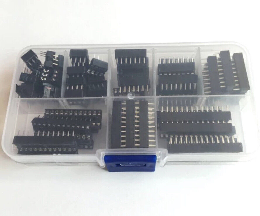 66PCS DIP IC Sockets Solder Type 6 Pin-28 Pin Socket Kit 8 Chip Socket ...