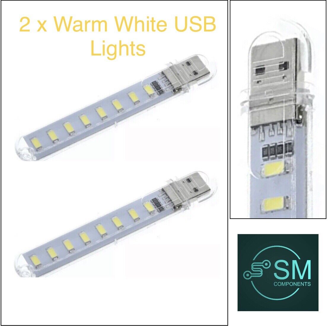 2 X USB emergency WARM WHITE LED Power Bank 8 Led LED Lamp Lighting Night Light