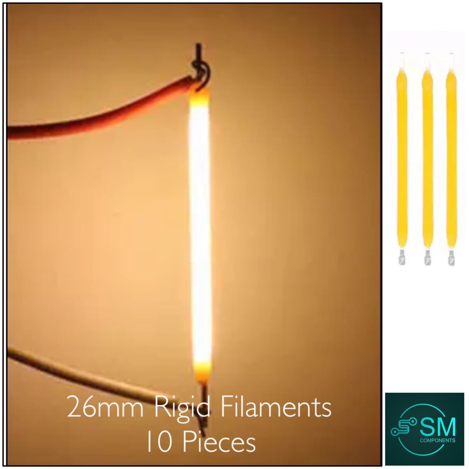 10PCS DC 3V LED 26mm WARM WHITE Silicone Filaments Led Light Emitting ...