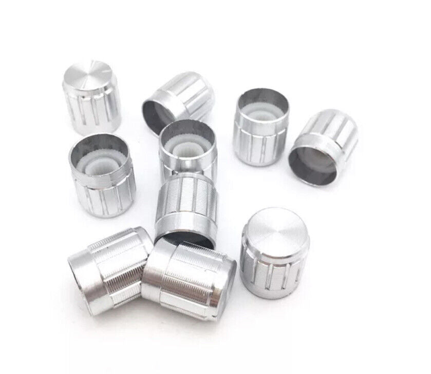 10pcs Silver Rotary Volume Knob Aluminium Suit 6mm Shaft Potentiometer 12x15mm