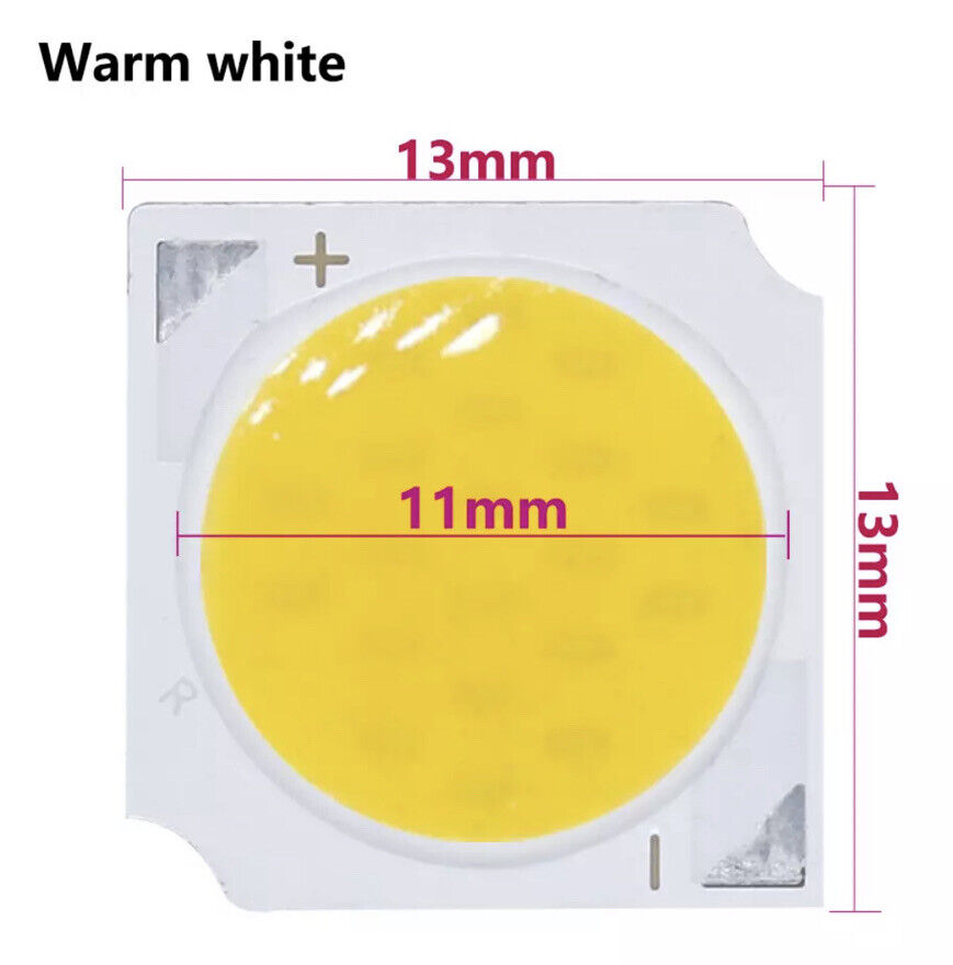 10PCS DC 9-10V 3W 13x13mm Square COB LED Chip High Power Light Cool, Warm White
