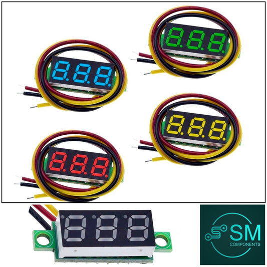 2PCS 0.28” DC 0-100V 3-Wire Voltage Meter Voltmeter With YELLOW LED Display
