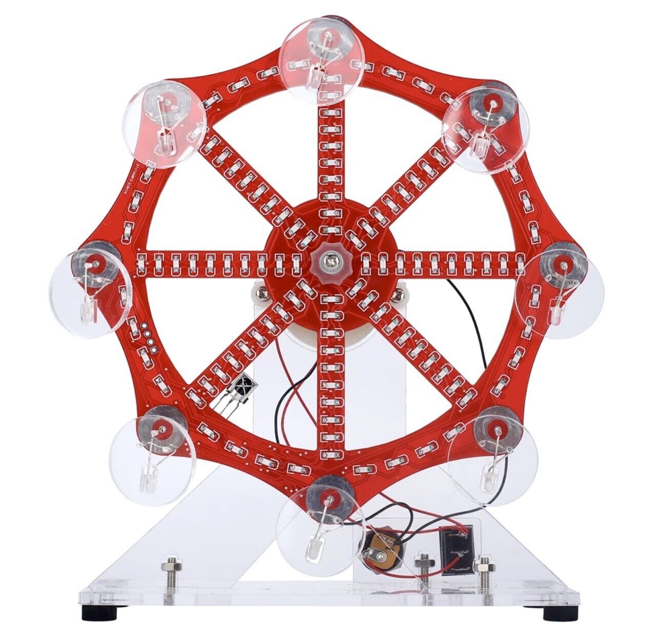DIY Rotating Ferris Wheel KIT Colourful LED Lights SMD Practice Includes Motor