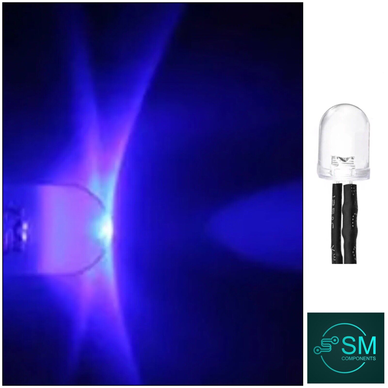 10PCS Prewired 10mm BLUE 1.5Hz FLASHING LED 12V 20mA 10mm Clear Round ...