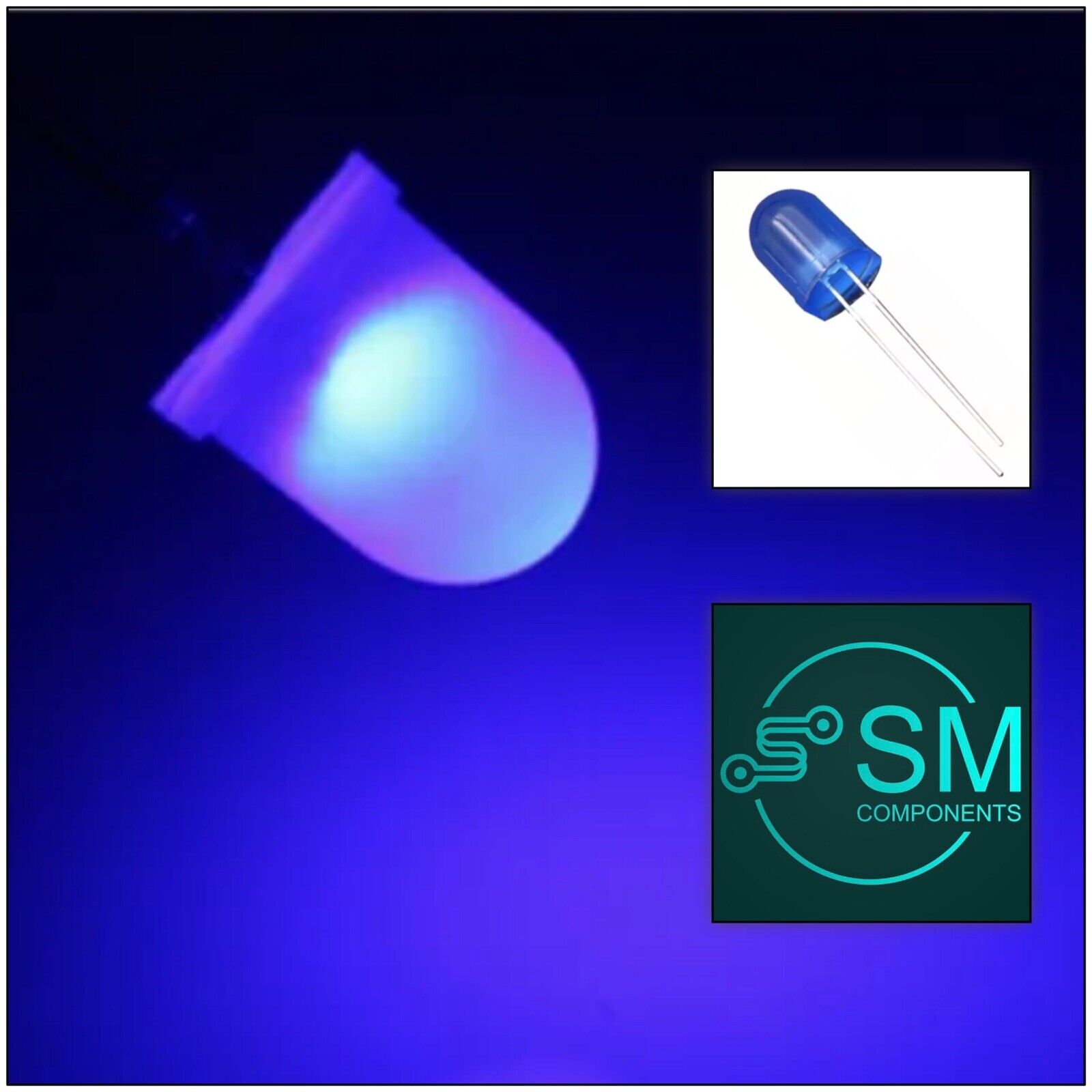50PCS 10mm BLUE Colour Diffused LED Light Emitting Diode Super Bright ...