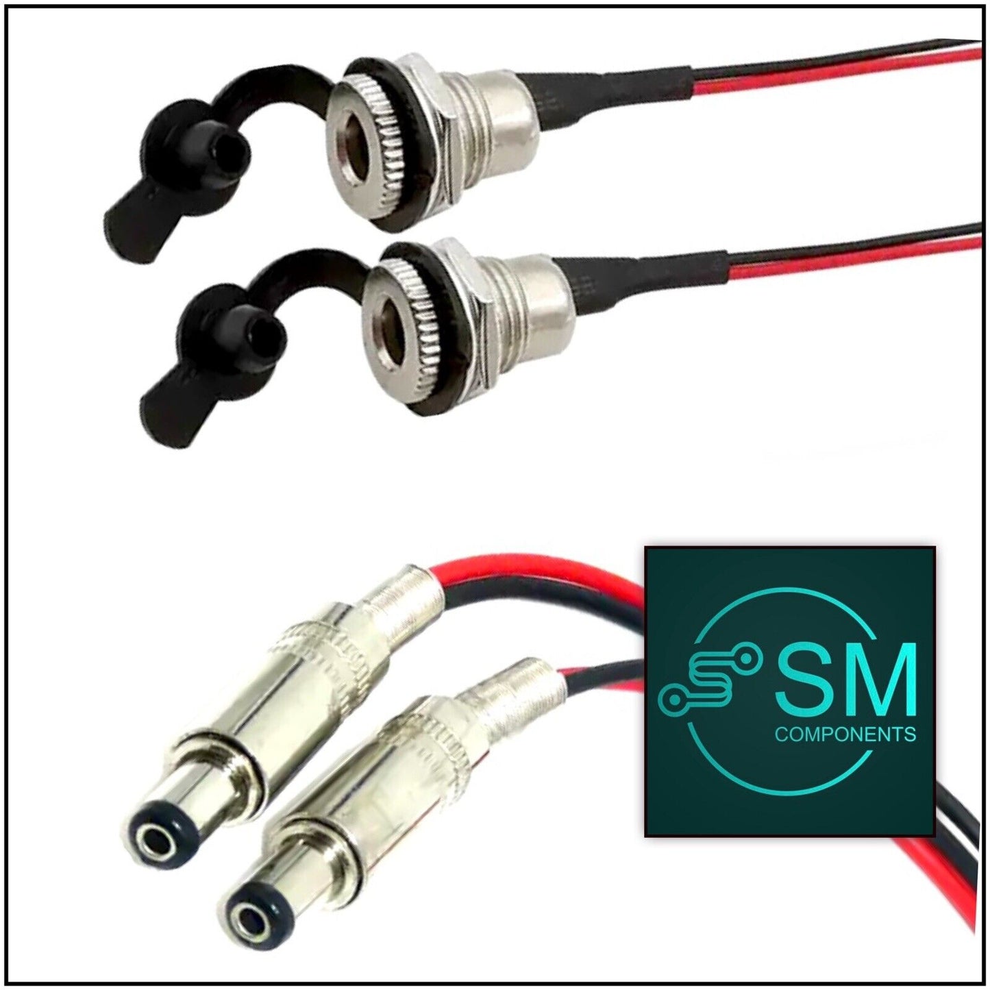 2 x Sets 5.5 X 2.1mm Quality DC Power Supply Jack Connectors 18AWG 10A 20cm WP
