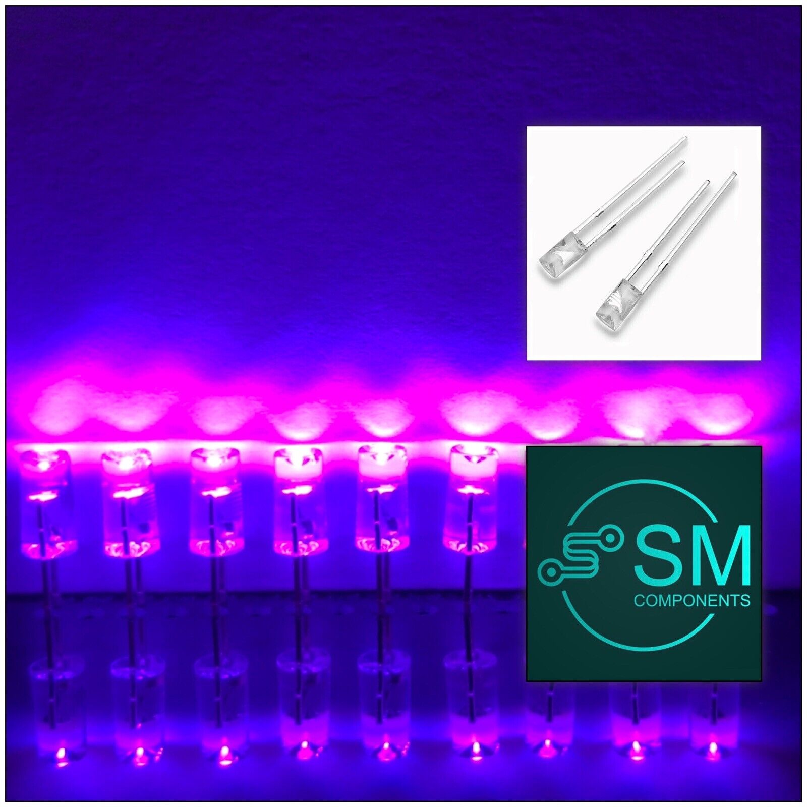 3mm Purple Led Light Emitting Diode 100pcs Flat Top Concave (Purple La ...