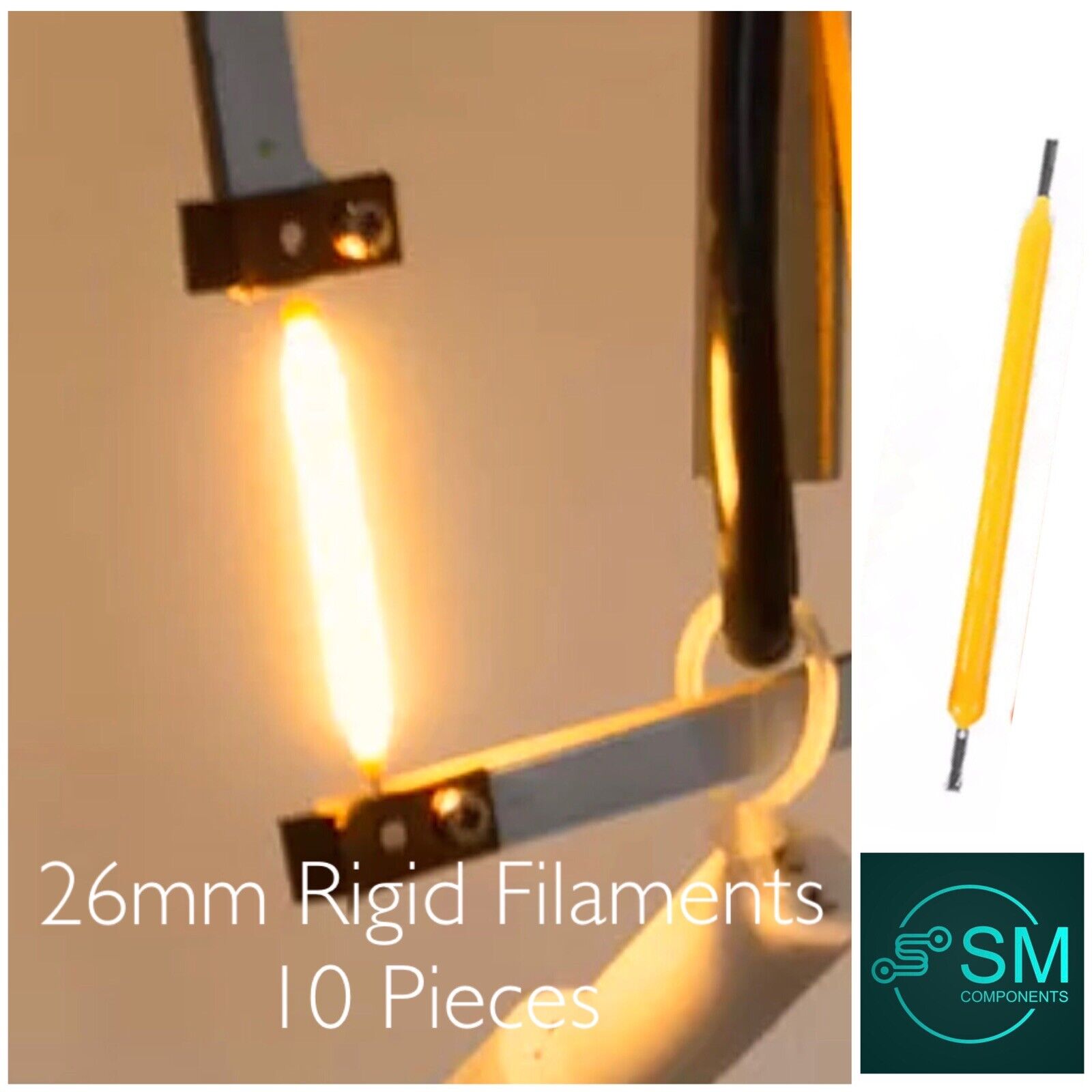 10Pc 3V 100mA 26mm WARM WHITE 4000K Silicone Filament Led Light Emitti ...