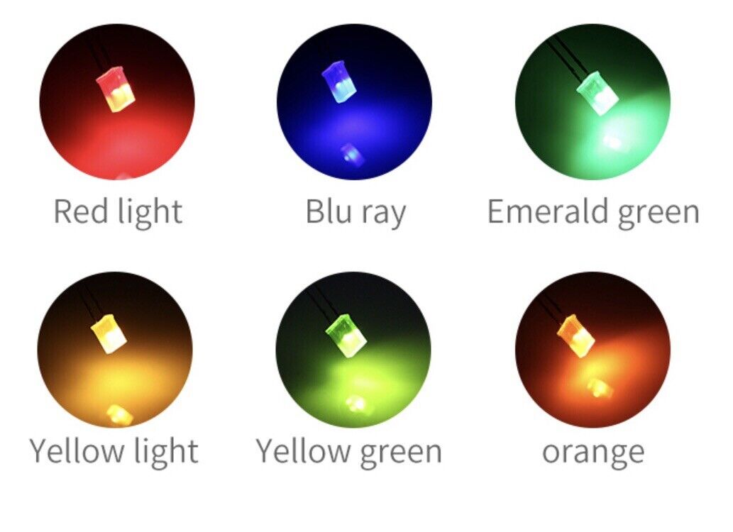 100pcs GREEN 2x5x7mm Diffused GREEN Resin Rectangle Led Light Emitting ...